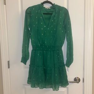 NSR mini green with gold spotted dress
